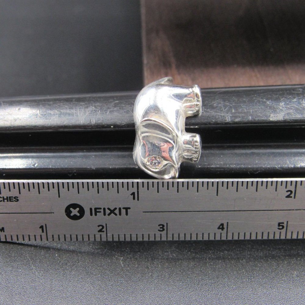 Size 8.75 Sterling Elephant Cubic Zirconia Ring - Picture 7 of 8